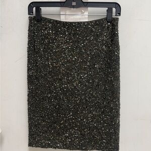 Alice + Olivia Dark Olive Green Beaded Midi Skirt